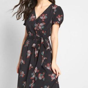 "Poetic Presence" Faux-Wrap Dress (Modcloth Small)
